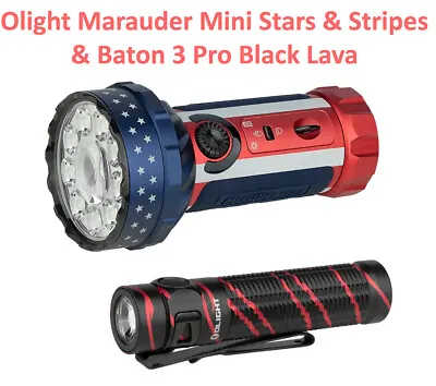 Olight Marauder Mini Stars & Stripes Limited ED & Baton 3 Pro Black Lava Bundle • $229.48