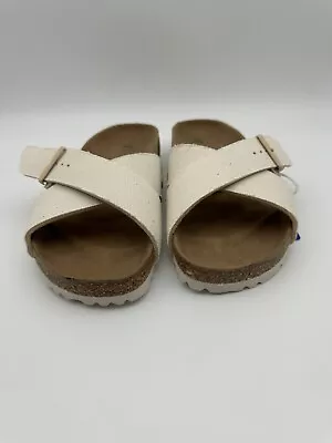 Birkenstock Women’s EU 40 (9-9.5) Siena Vegan Textile Canvas Eggshell Sandals • $150