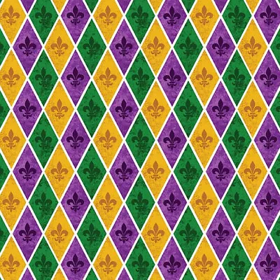 Mardi Gras Purple Green Yellow Argyle By Henry Glass Cotton Fabric Half Yard • $6.25