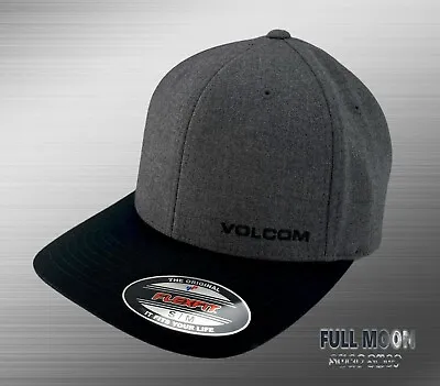 New Volcom Euro Full Stone Mens Black Gray XFit Flex Fit Cap Hat • $26.95