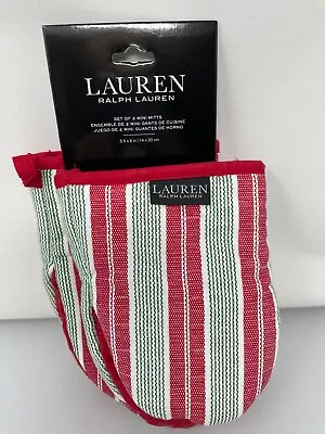 New Ralph Lauren Christmas Mini Oven Mitts Pot Holder Candy Cane Stripe Set Of 2 • $16.80