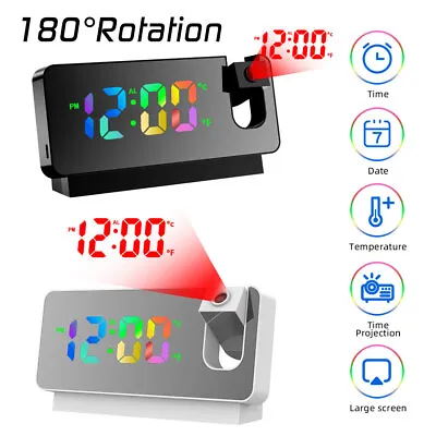 £16.99 • Buy LED Digital Projection Alarm Clock Temperature Time Snooze Ceiling Projector UK