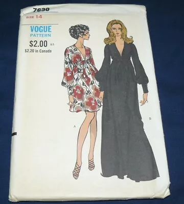 Vintage Vogue Sewing Pattern #7630 Misses One Piece Gown 2 Lengths Size 14 Uncut • $37.96