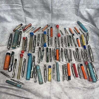 $99 • Buy Huge Vintage Lot Of 64 Double End Mills - 1/8”-3/4” HSS, Carbide, Mostly New