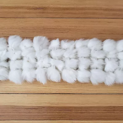 Rabbit Fur Pom Pom Scarf White Real Fur Women Fashion Wrap Warm Shawl • $16.95