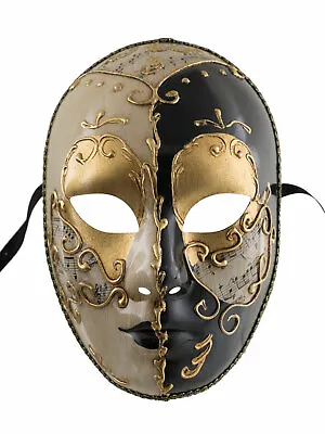 Mask Venetian Fancy Dress Black And Golden Mystery Carnival Venice 1874 V63 • $115.25