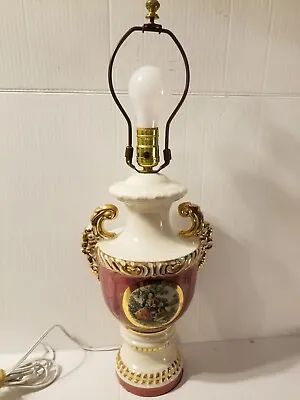 Vintage Lamp George & Martha 1950's-1960's? HandPainted Porcelain Parlor Lamp17  • $58