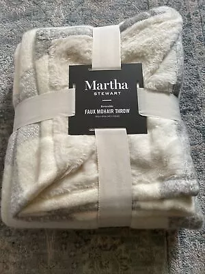 New Martha Stewart Faux Mohair Tonal Check Throw Silver Gray / Ivory 60 X 50  • $12.50