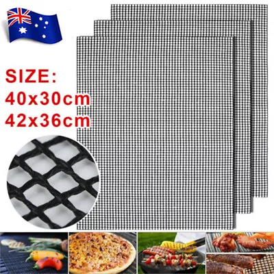 3/6PC  BBQ Mesh Grill Mat Non-Stick Liner Cooking Barbecue Sheet Wire Baking Pad • $11.74