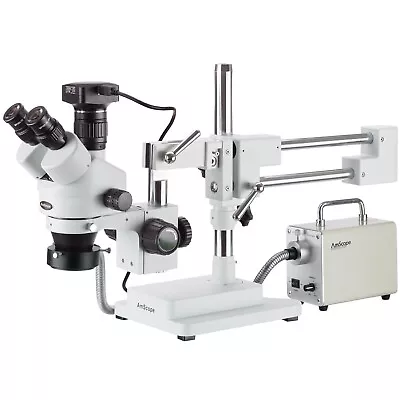 Amscope 3.5X-90X Zoom Stereo Trinocular Microscope + LED Light +20MP USB3 Camera • $2050.99