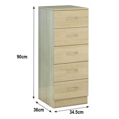 5 Drawers Chest Of Drawers Narrow Tall Cabinet Bedroom Hallway Storage Furniture • £59.99