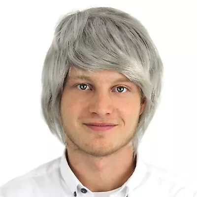 £9.99 • Buy Mens Grey Wig Adult Boyband Hairstyle 1960's 1970's 1980's Fancy Dress Hairpiece