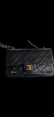 CHANEL Classic Flap Gold Hardware Shoulder Bag Medium Black Leather • $5200