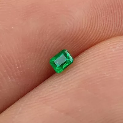 DEEP GREEN NATURAL COLOMBIAN CUT EMERALD FROM MUZO 0.08 Ct. W/ GIA ALUMNI CHECK • $140