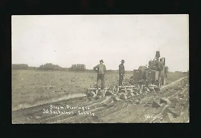 Steam Plowing Saskatoon County - A Tractor Pulling A Plow Through - Old Photo • $9