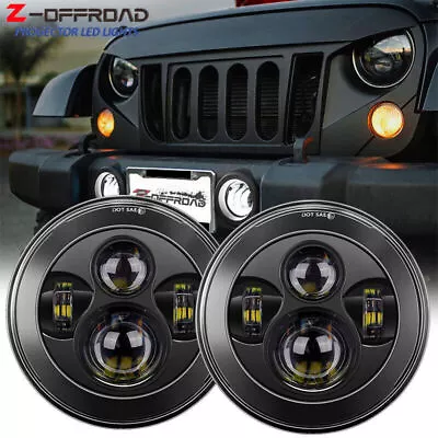 2pcs 7 Inch Round LED Headlights Black Fit For 1975-1979 Ford F-100 F-250 F-350 • $42.99