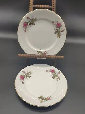 Set Of 2 Vintage Pink Moss Rose Bread & Butter Plates Japan Gold Trim 6   • $6.99