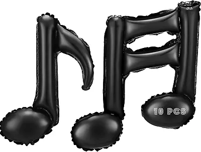 10 Pieces Musical Note Aluminum Foil Balloons Guitar Black Happy Birthday Music  • $22.99