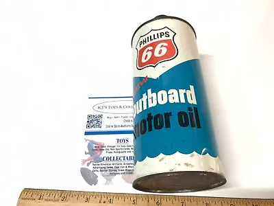 Vintage Phillips 66 Outboard Motor Oil Can 1 Quart Cone Top Red White Blue Empty • $69.95