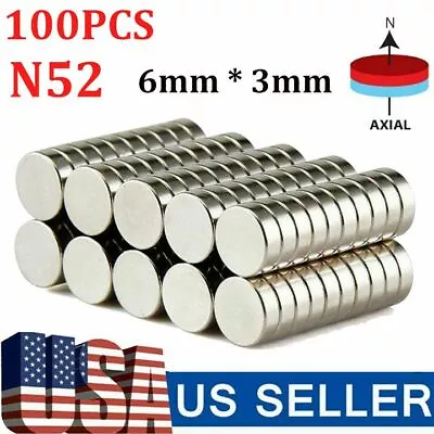 100pcs Neodymium Magnets Round Disc N52 Super Strong Rare Earth 6mm X 3mm Fridge • $11.06