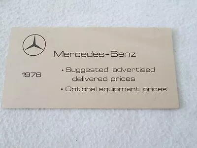 1976 Mercedes Benz US Price Brochure Card 240 300 D 280 C 450SE L 450SL 450SLC • $19.98