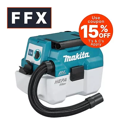 Makita DVC750LZ 18V LXT BL L Class Vacuum Cleaner Body Only Wet And Dry Nozzle • £168.18