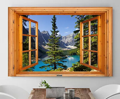 Window View Mountain Lake 08 Deco Dream Print Vacation POSTER / CANVAS • $19.50