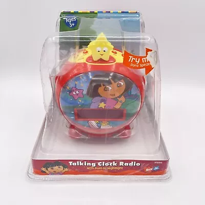 NEW Vintage Dora The Explorer Talking Clock Radio W/Built In Nightlight 2004 • $34.87