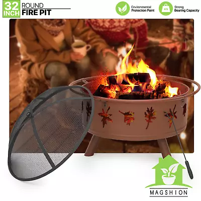 32 Gold Garden Wood Burning Fireplace[FIRE PIT+SPARK SCREEN]Patio Heater W/Poker • $124.99