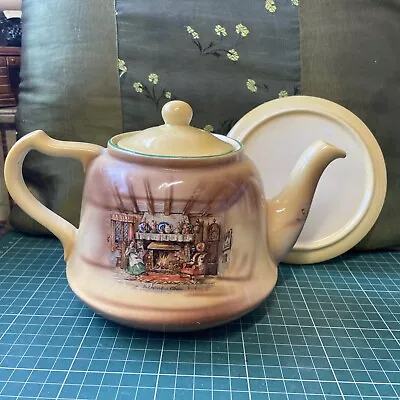 Vintage Chester Falcon Ware Tea Pot And Stand “An Englishman’s Fireside” C.1950 • £5