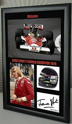 James Hunt F1 McLaren Framed Canvas Signed Print  Great Gift  • £19.99