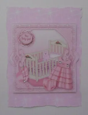 Pk 2 Pink New Baby Girl Embellishment Toppers For Cards And Crafts • £1.25