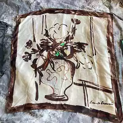 Vintage Artist Hand Painted Silk Scarf Hand Rolled And Signed Mexican Artist  • $67.50