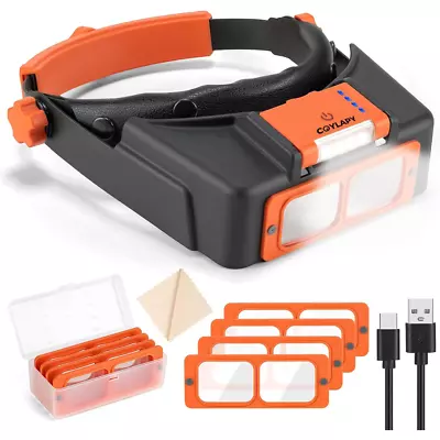 Headband Magnifier With Light Jeweler Magnifying Glass Loupe Visor Optivisor NEW • $39.89