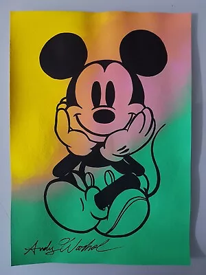 Andy Warhol Hand Signed. 'mickey Mouse'. Watercolor On Paper. Pop Art • $30