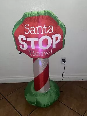 Gemmy Airblown Inflatable 3.5 Foot Santa Stop Here Christmas Yard Decoration • $14.25