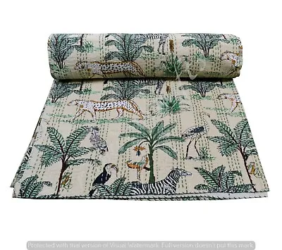 £37.79 • Buy Indian Vintage Kantha Quilt Bedspread Throw Cotton Blanket Floral Print Twin