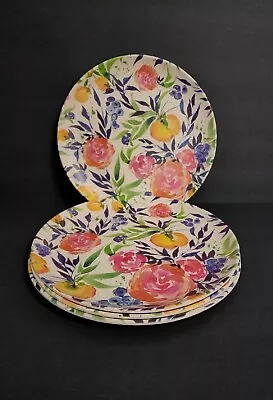 Set Of 4 April Cornell Primrose Alley Pink Floral Melamine Plastic Plates Picnic • $11.99