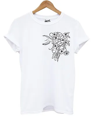 £9.95 • Buy Cherry Blossom T Shirt Patch Logo Floral Humming Bird Fashion Summer Spring 