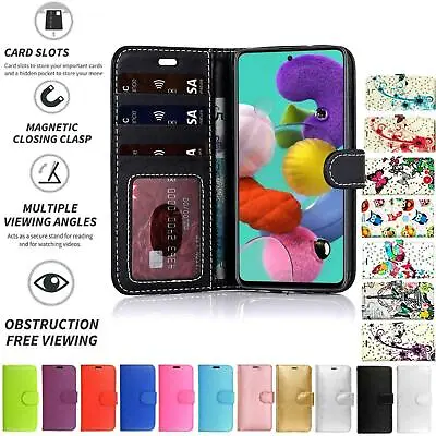 Samsung Galaxy Xcover 4 Case Cover Flip Folio Leather Wallet Credit Card Slot • £4.99