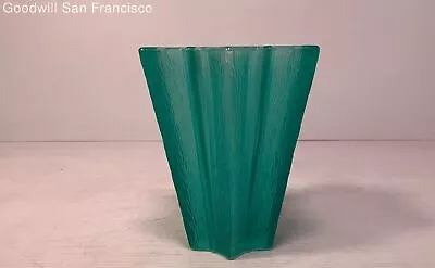 Vintage Molded Pressed Glass Flower Vase 12 Point Star Home Decorative Green • $29.99