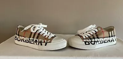 Burberry Men’s Low Top Sneaker Vintage Check Canvas &  Logo Approx US Sz 5 • $160