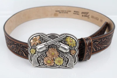 $49.99 • Buy Tony Lama Women's Bandit Queen Floral Brown Leather Belt Size 32 Brown C51155