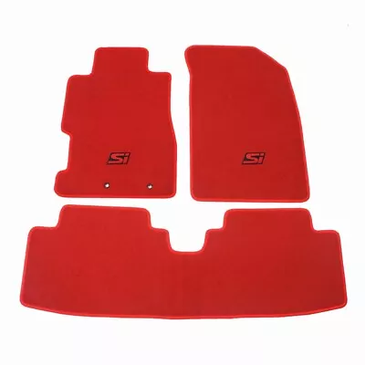 For 01-05 Honda Civic Red Floor Mats Carpets Nylon Front Rear 3PCS Set W/ Red Si • $56.04