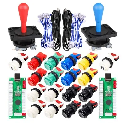 $40.99 • Buy 2 Player Arcade DIY Kit American Style Joystick + 1P 2P Happ Type Arcade Buttons
