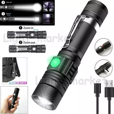 90000LM Super Bright LED Tactical Flashlight Zoomable With Rechargeable Battery • $5.59