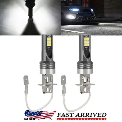 H3 LED Fog Light Bulbs Conversion Kit Super Bright Canbus 6000K White 100W • $8.99