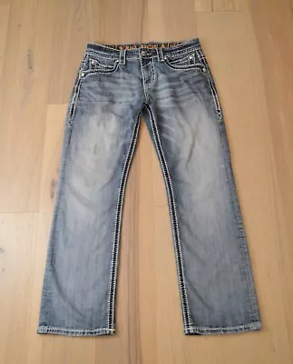 Rock Revival Jeans  Mike  Studded Distressed Relaxed Denim Men's Size 33x31 • $50