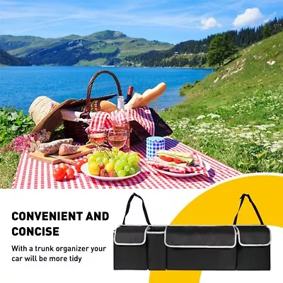 Car Multi-use Back Seat Storage Bag Organizer 4 Pocket Cargo Box Black SUV Trunk • $15.89