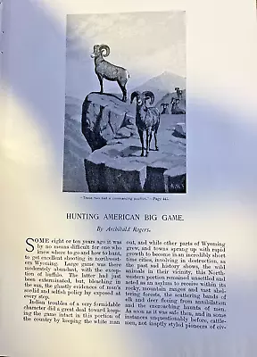 1891 Hunting American Big Game Grizzly Bear Mountain Goat Mountain Lion • $19.99